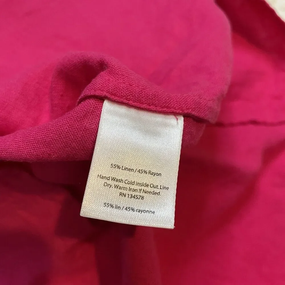 Vineyard Vines Linen Rayon Dolman Shift Dress Short Sleeve Barbie Pink Size 0 - Picture 12 of 13